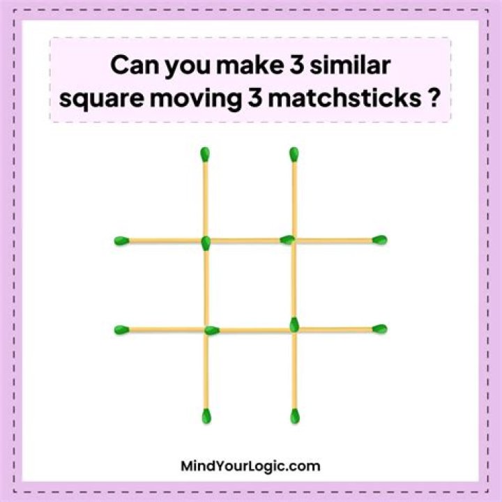 Can you form 6 congruent squares by moving 3 sticks?