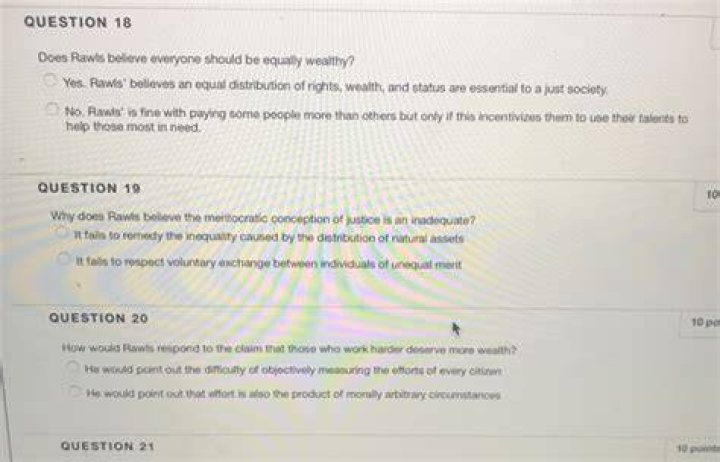 Does Rawls believe everyone should be equally wealthy?