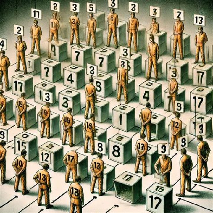 How are the 100 prisoners in a prison numbered?