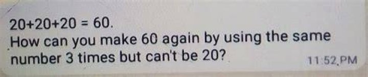 How can you make 60 again by using the same number 3 times?