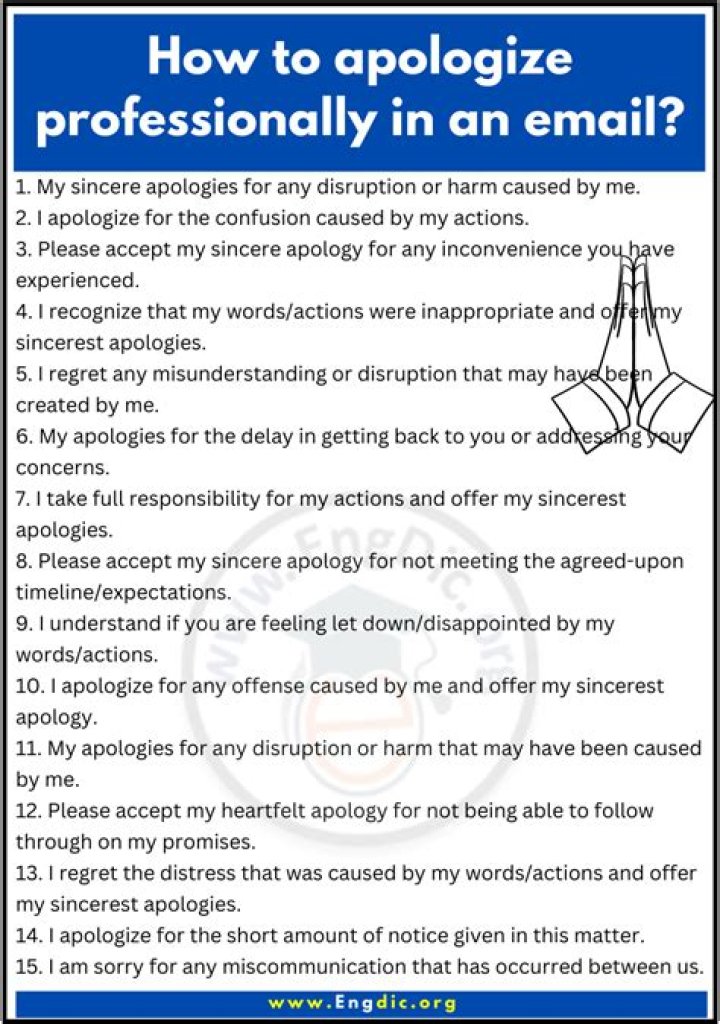 How do you apologize professionally?