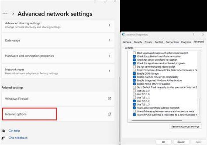 How do you check if TLS 1.1 or 1.2 is enabled?