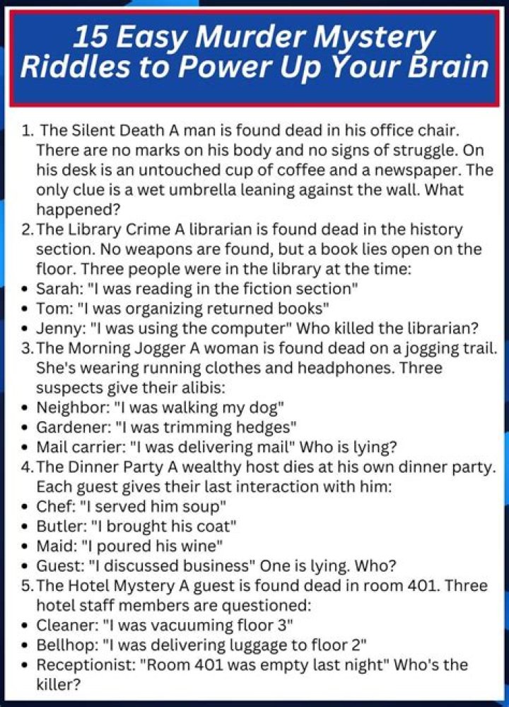 How do you come up with murder mystery clues?