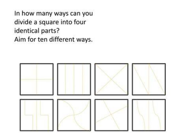 How do you divide a square into 4 equal parts?