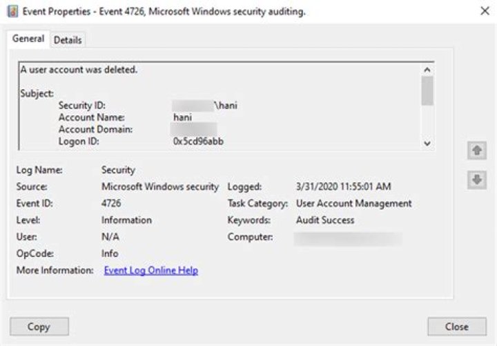 How do you find out who deleted a computer in Active Directory?