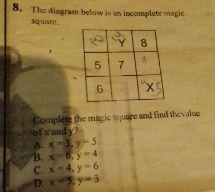How do you solve an incomplete magic square?