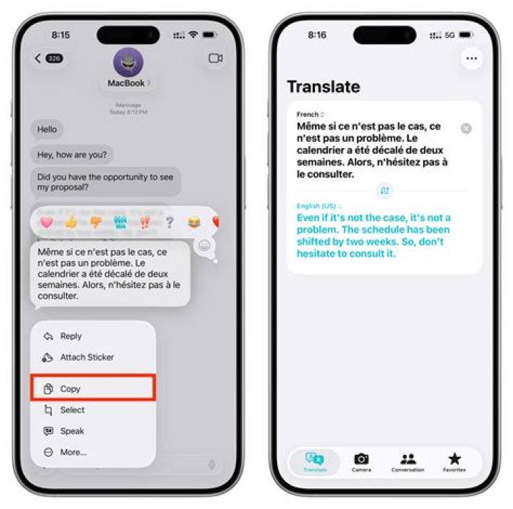 How do you Translate a text message?