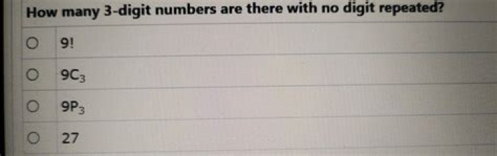 How many 3 digit numbers are there with no numbers repeated?
