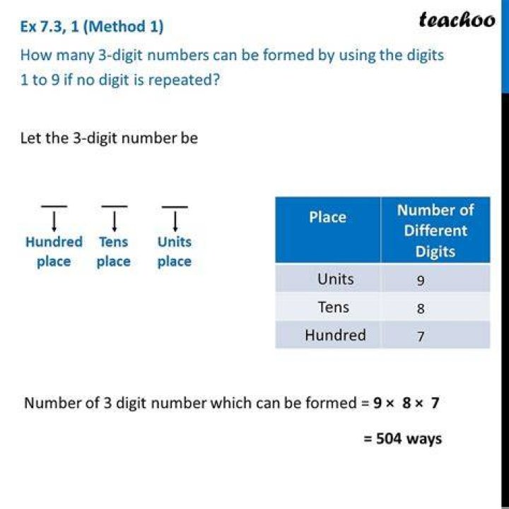 How many 3 digit numbers can be formed by using the digits 1 to 9?