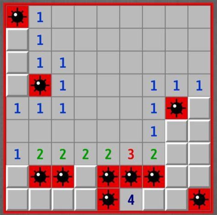How many bombs are in the minesweeper challenge?