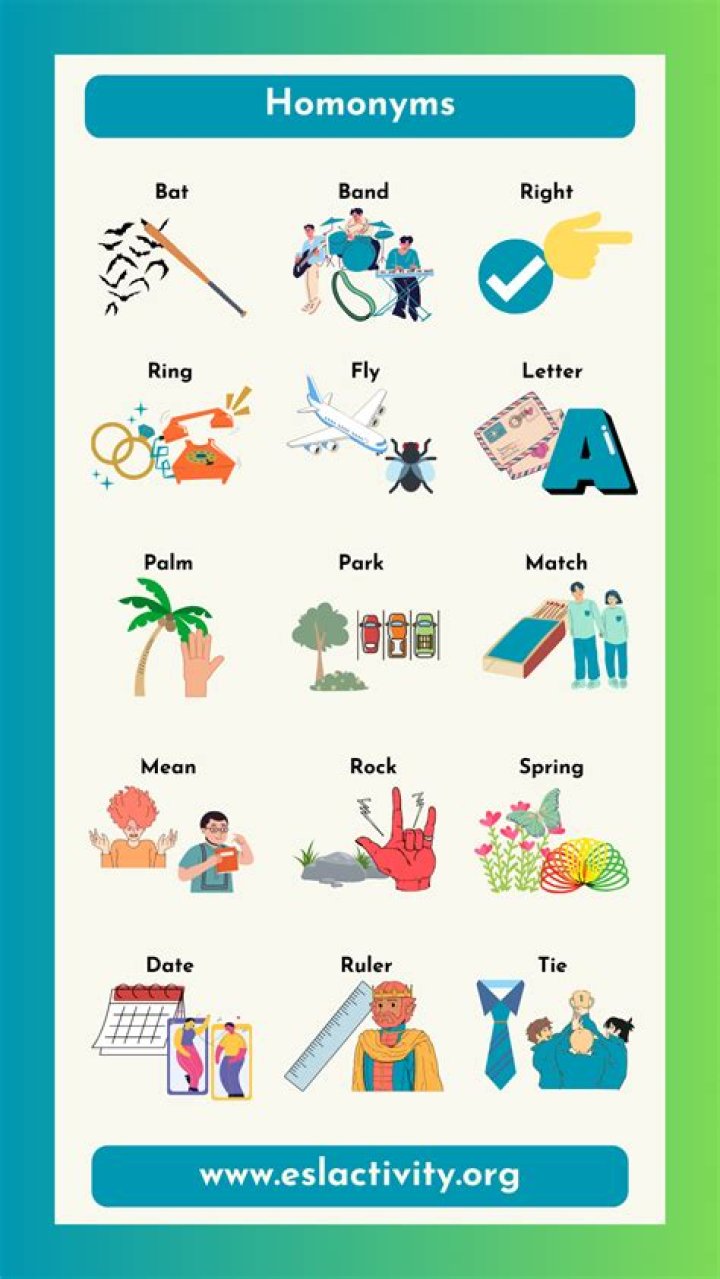 What are 10 examples of homonyms?