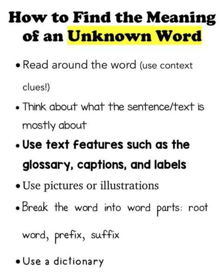 What are 3 strategies you can use to help find the meaning of unknown words?
