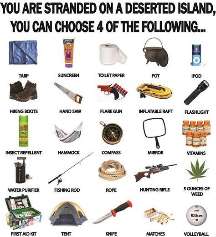 What are 3 things you would want to have if stranded on a deserted island?