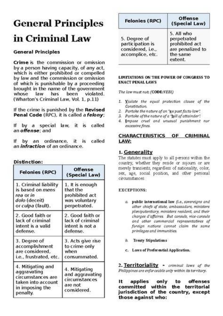 What are the five basic principles of criminal law?