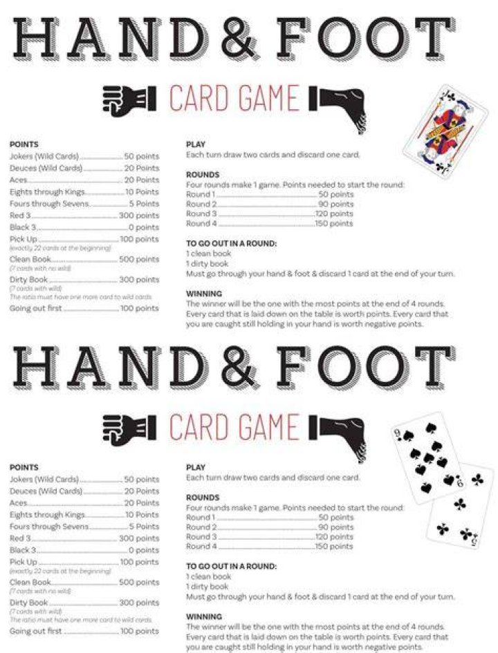 What are the rules for the card game hand and Foot?