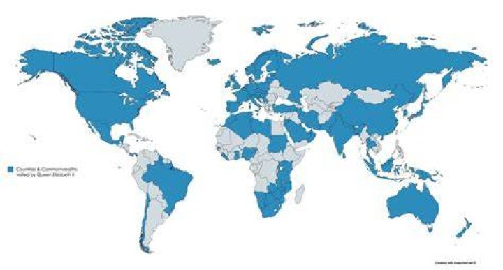 What countries has Queen Elizabeth been to?