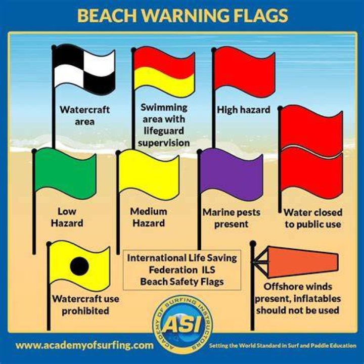 What do white flags mean on the beach?