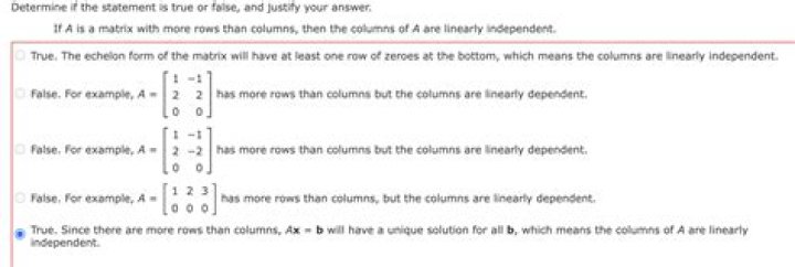 What does it mean when a matrix has more rows than columns?