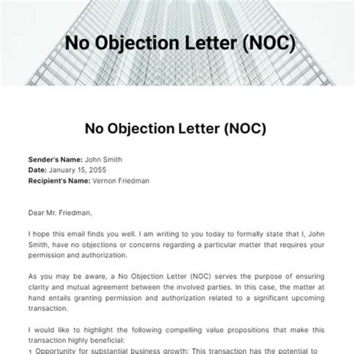 What is a letter of no objection?