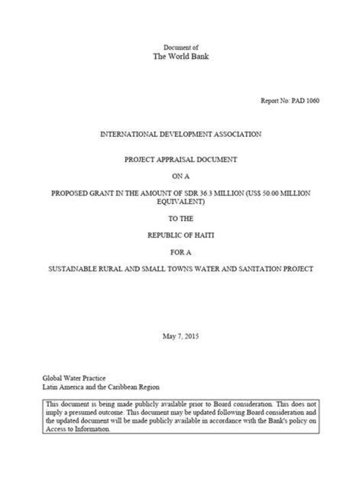 What is a project appraisal document World Bank?