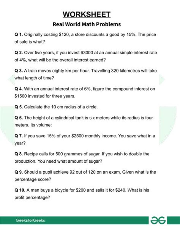 What is a real word math problem?