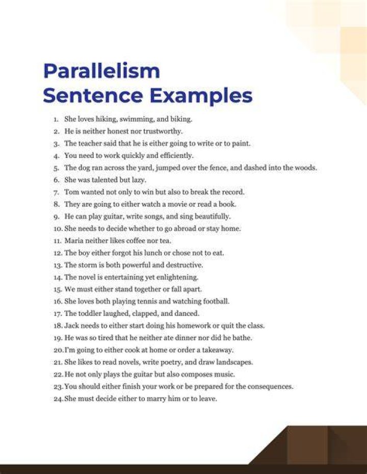 What is an example of a parallel sentence?