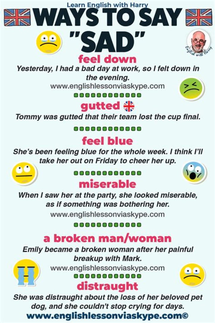 What is another way to say feeling sad?