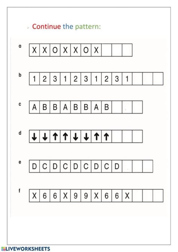 What is continue the pattern?