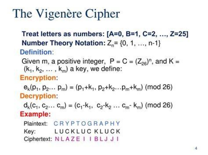 What is one of the characteristic of vigenere cipher?