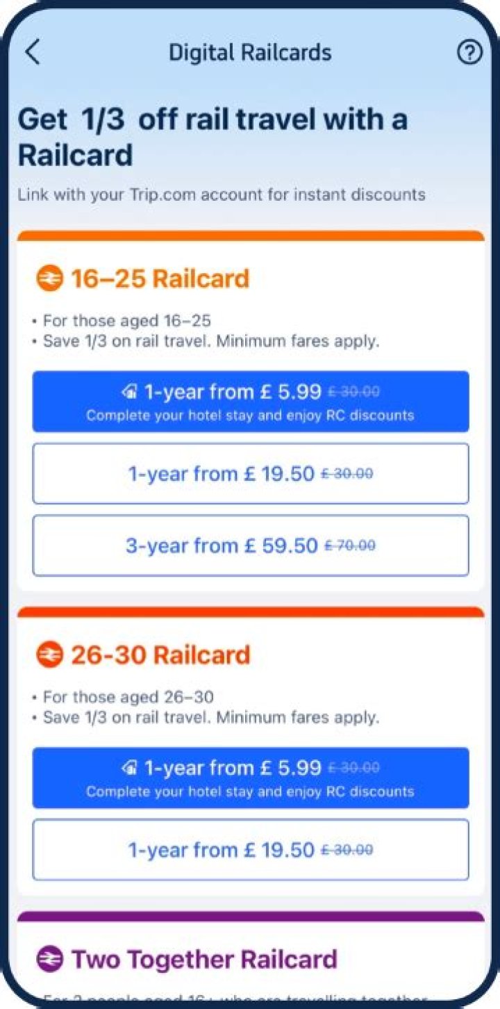 What is Two Together Railcard discount?