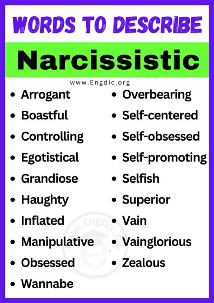 What words describe a narcissist?
