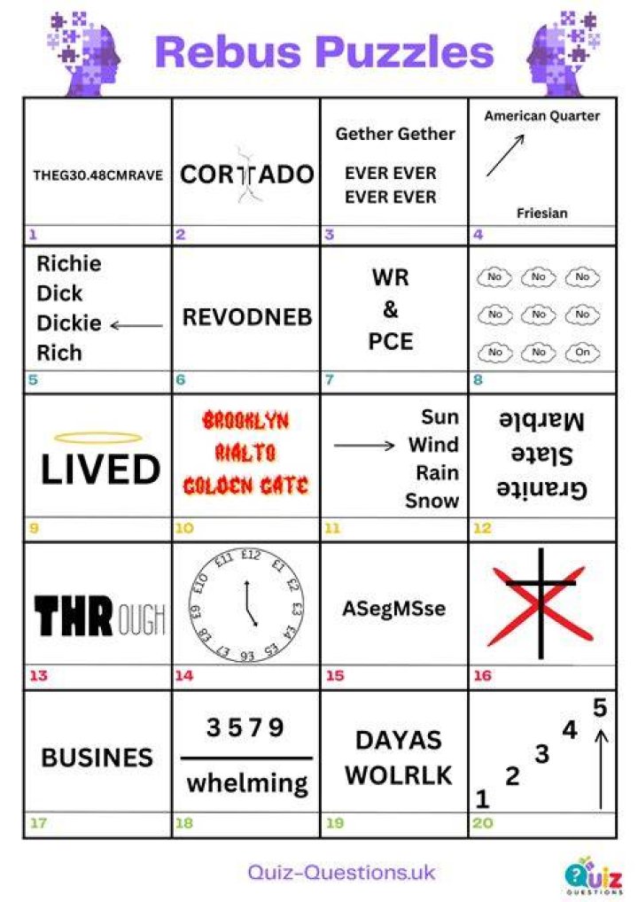 Where can I find list of rebus puzzles?