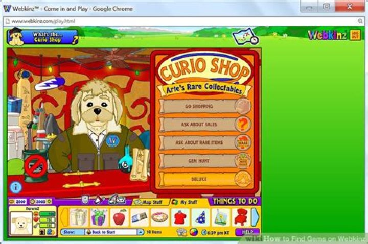 Where do you go to find gems on Webkinz?