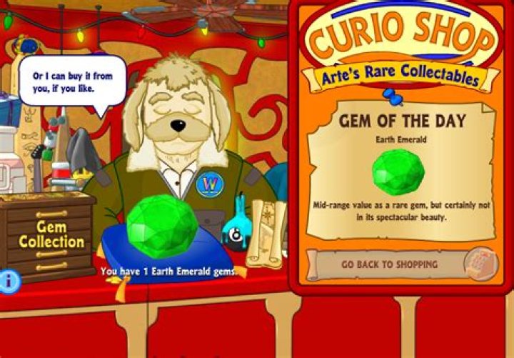 Where is the Earth emerald gem Webkinz?