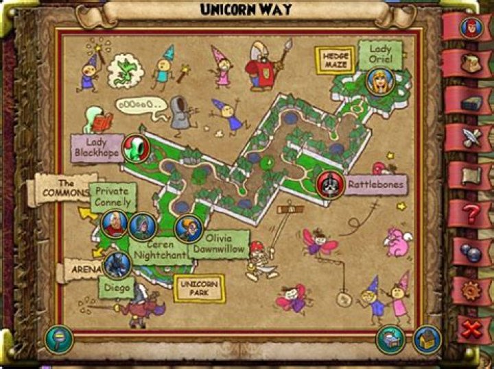 Where is the hedge maze in Unicorn Way?