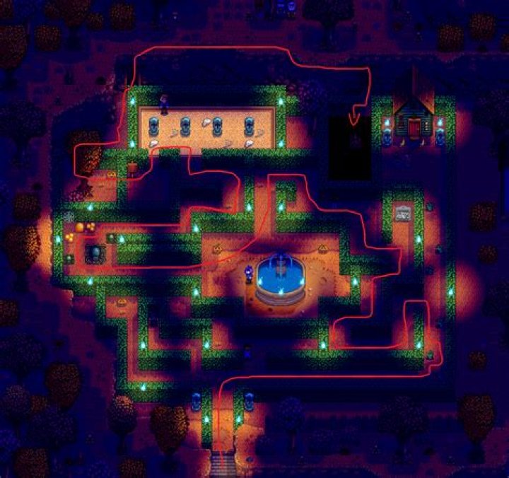 Where is the longest path in the maze?