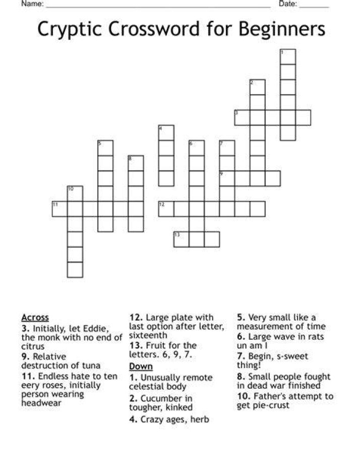 Which is the best definition of a cryptic crossword?