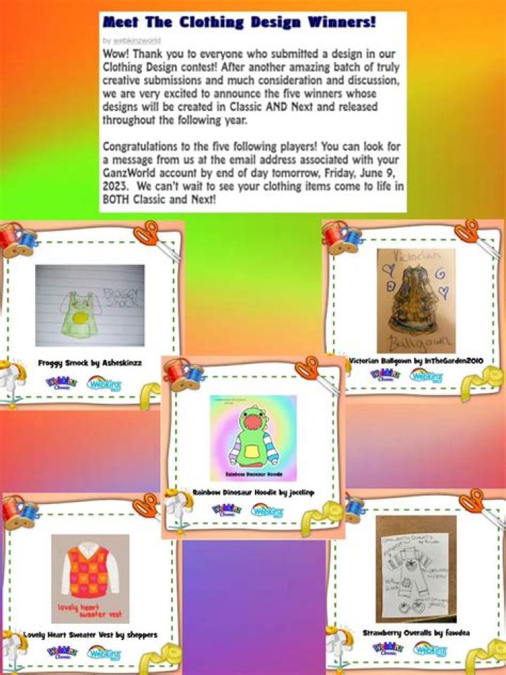 Who are the winners of the Webkinz design contest?