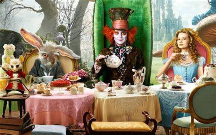 Who is at the tea party in Alice in Wonderland?