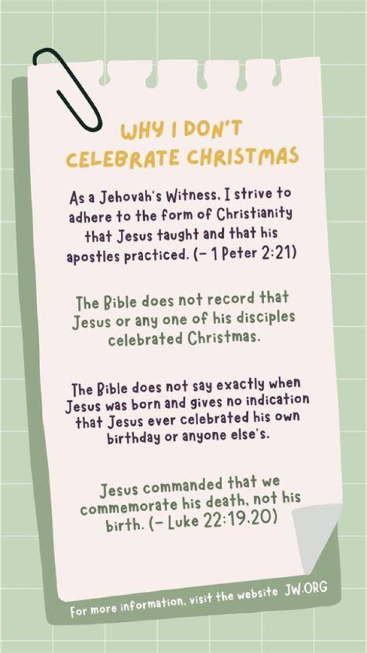 Why are Jehovah Witnesses not allowed to celebrate Christmas?