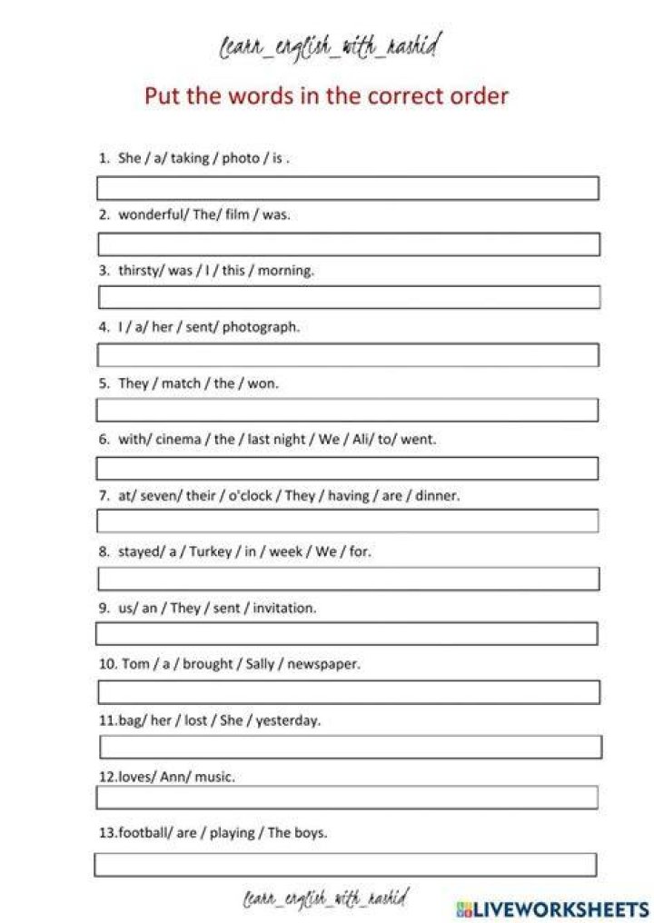 Why is it important to put the words in the correct order?