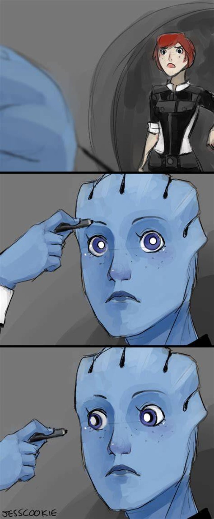 Why is Liara the only asari with eyebrows?